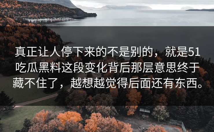 真正让人停下来的不是别的，就是51吃瓜黑料这段变化背后那层意思终于藏不住了，越想越觉得后面还有东西。  第1张